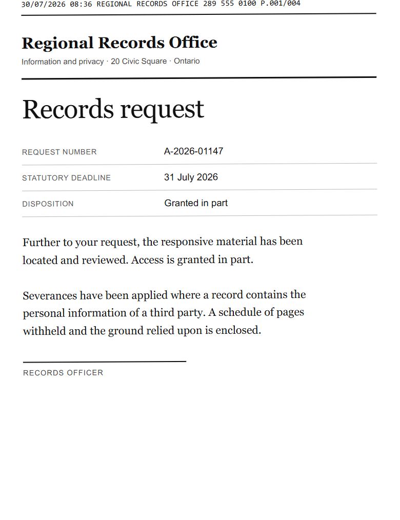A records response, as it arrives