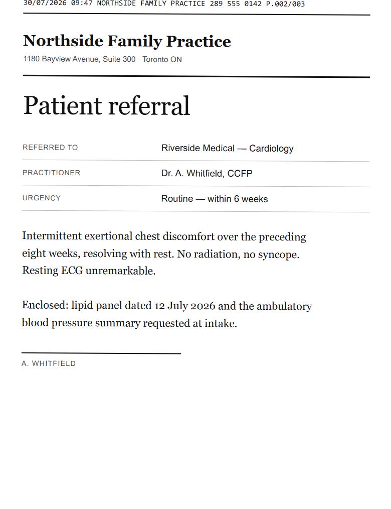 A referral, as it arrives